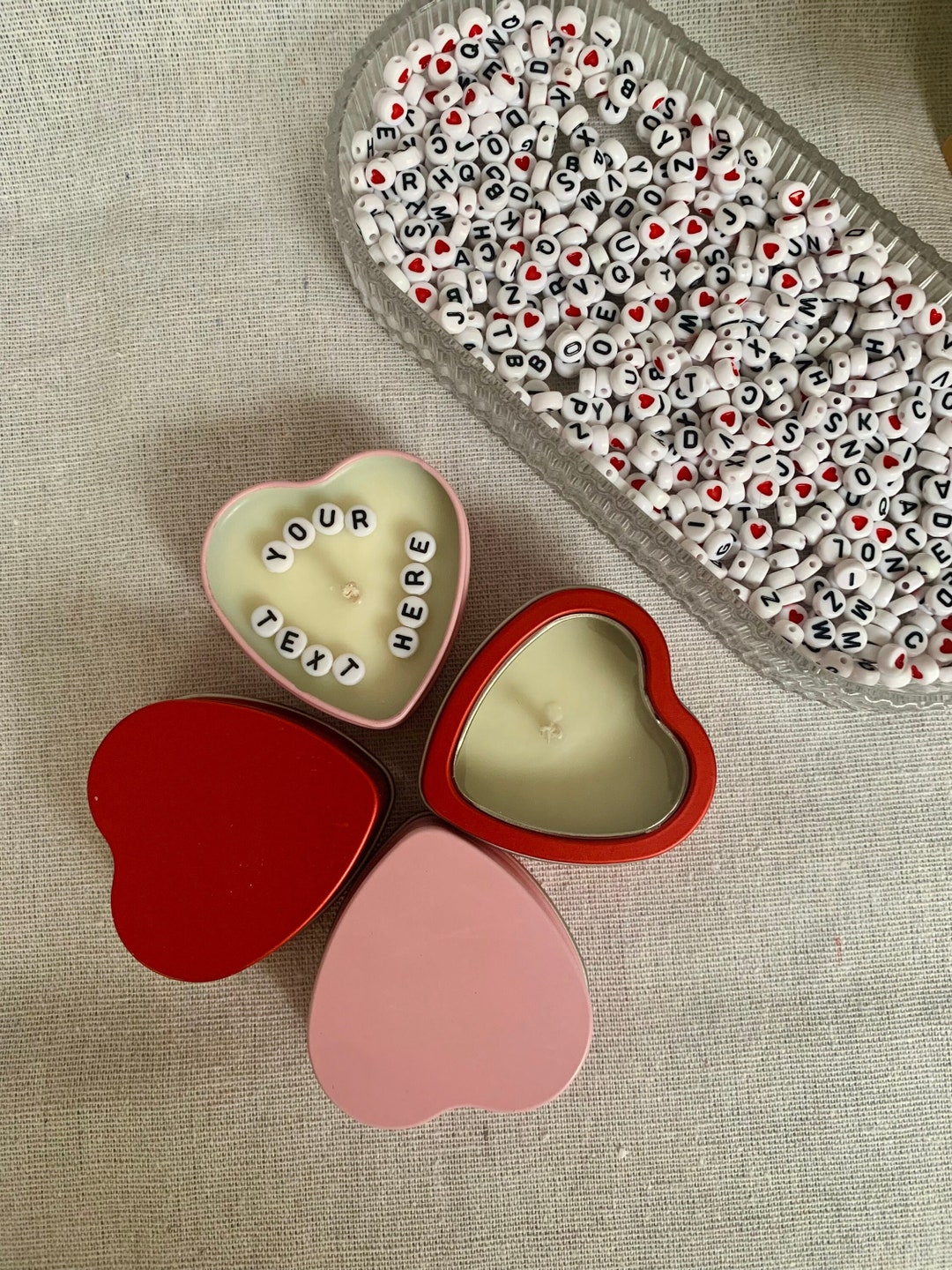 Custom Message Candle Heart Valentine's Day Scented Candle Custom Text Special Gift for Her