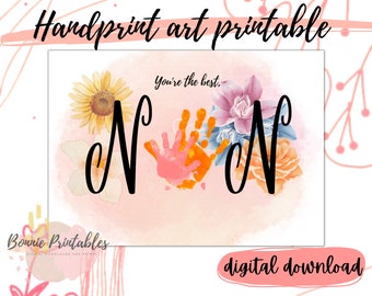 Grandparent’s Day Toddler art handprint Nan craft printable, Download and print at home