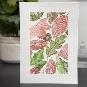 Carte peinte à la main feuilles d'été feuillage motif botanique sur papier épais PAS impression