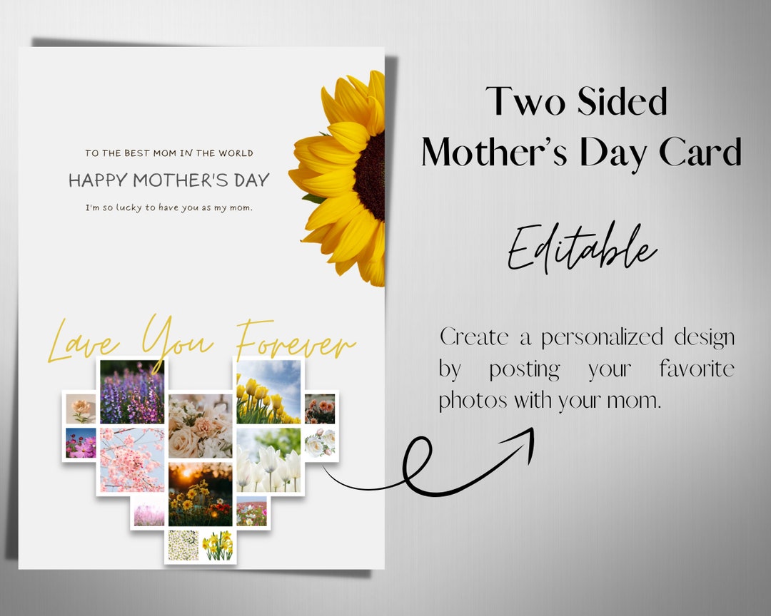 Printable Editable Mothers Day Card/ Best Mothers Day Etsy