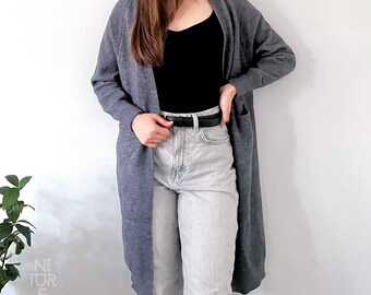 Pull ample épais et chaud de couleur unie pour femme | Cardigan avec poches - Manteau tricoté printemps-automne pour femmes à col en V pour des hauts décontractés confortables