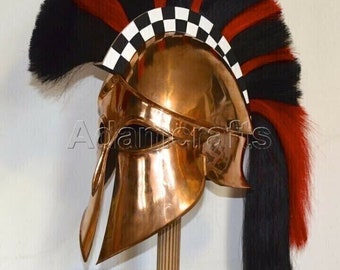 Medieval Spartan Helmet Greek Corinthian Helmet Knight Steel Reenactment Costume With Black & Red Plume Jf