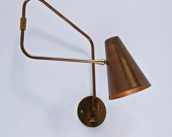 1950s Mid Century Brass Swing wall sconce Modern Brass Light - Single Wall Fixture Wall Sconce Light Fixture Stilnovo Style