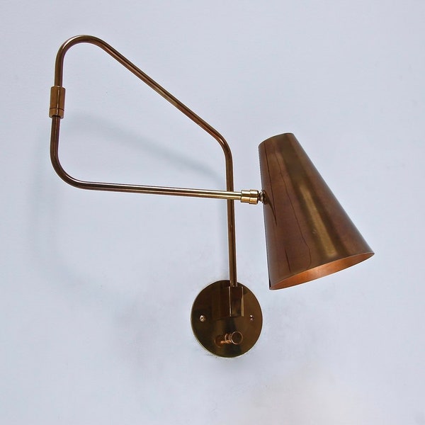 1950s Mid Century Brass Swing wall sconce Modern Brass Light - Single Wall Fixture Wall Sconce Light Fixture Stilnovo Style