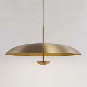 1950's Mid Century 3 light Elegance Brass Dish Chandelier Modern Brass Light Fixture