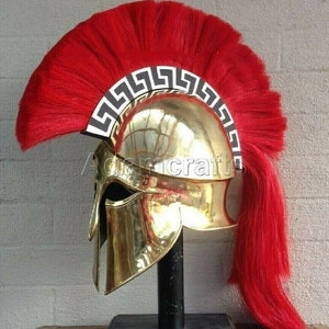 Medieval Spartan Helmet Greek Corinthian Helmet Knight Steel Reenactment Costume With Red Plume