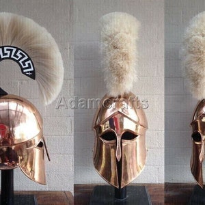 Medieval Spartan Helmet Greek Corinthian Helmet Knight Steel Reenactment Costume With White Plume