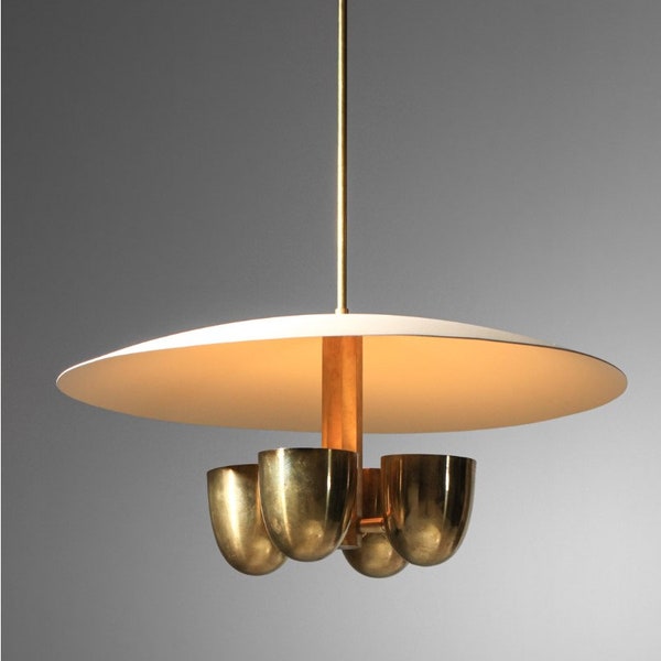 1950's Mid Century Antique 4 Light Modern Raw Brass Pendant Sputnik chandelier light Fixture Modern Brass Chandelier