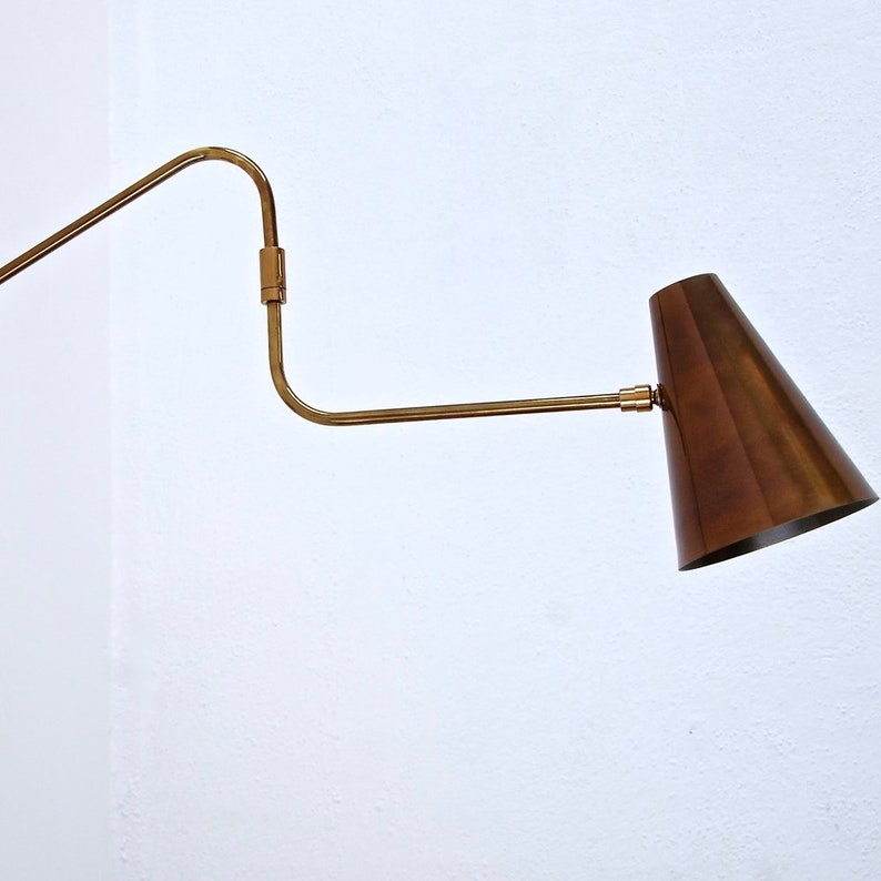 1950s Mid Century Brass Swing wall sconce Modern Brass Light Single Wall Fixture Wall Sconce Light Fixture Stilnovo Style image 4