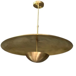 1950's Mid Century 3 light Brass Dish Pendant Brass Sputnik Chandelier - Italian Light Fixture lights Modern Brass Ceiling Light Fixture