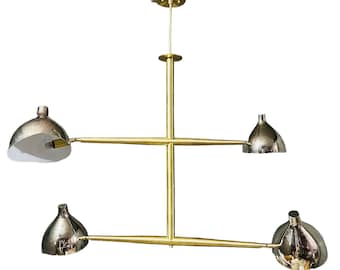 1950's Mid Century 4 Arm Raw brass 4 light Brass Sputnik Chandelier - Beautiful Light Fixture lights Modern Brass Light Fixture