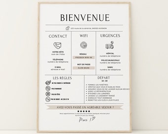 Affiche d'Accueil Airbnb en Français – Template Canva pour Location Saisonnière