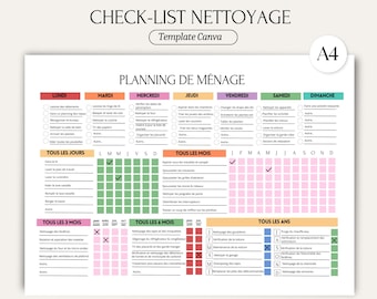 Printable French Housekeeping Planner, Chores Planner, Maintenance Schedule, Editable Chores List with Canva