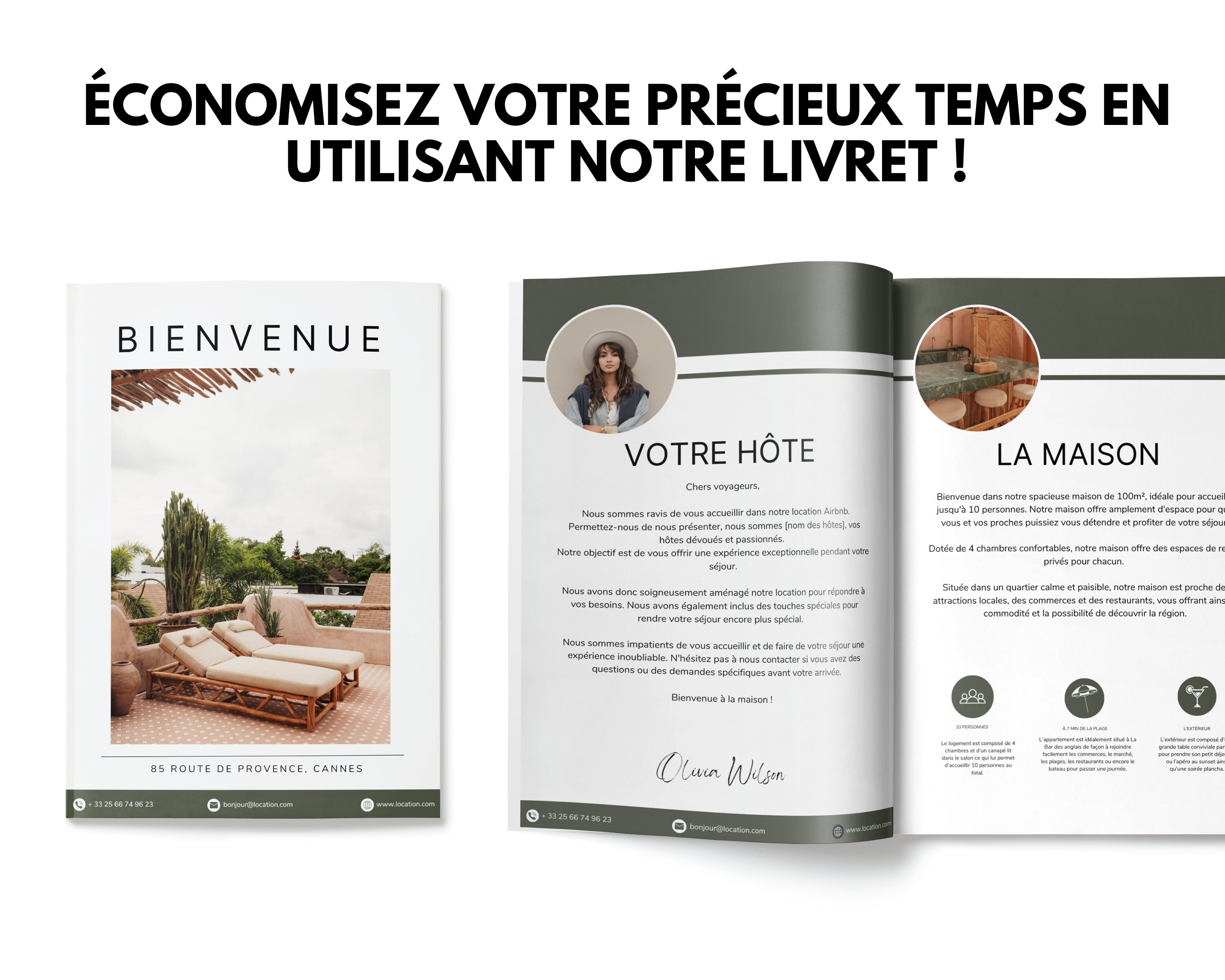 AIRBNB Livret d'accueil en français, Template Canva, 30 pages A4