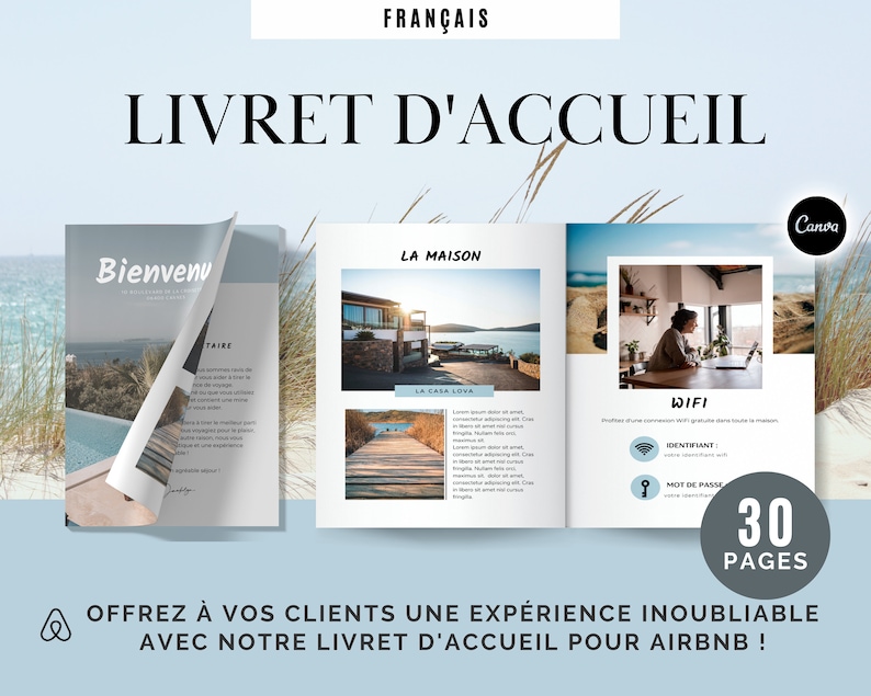 Modèle Livret d'accueil AIRBNB français Template Canva - Etsy France