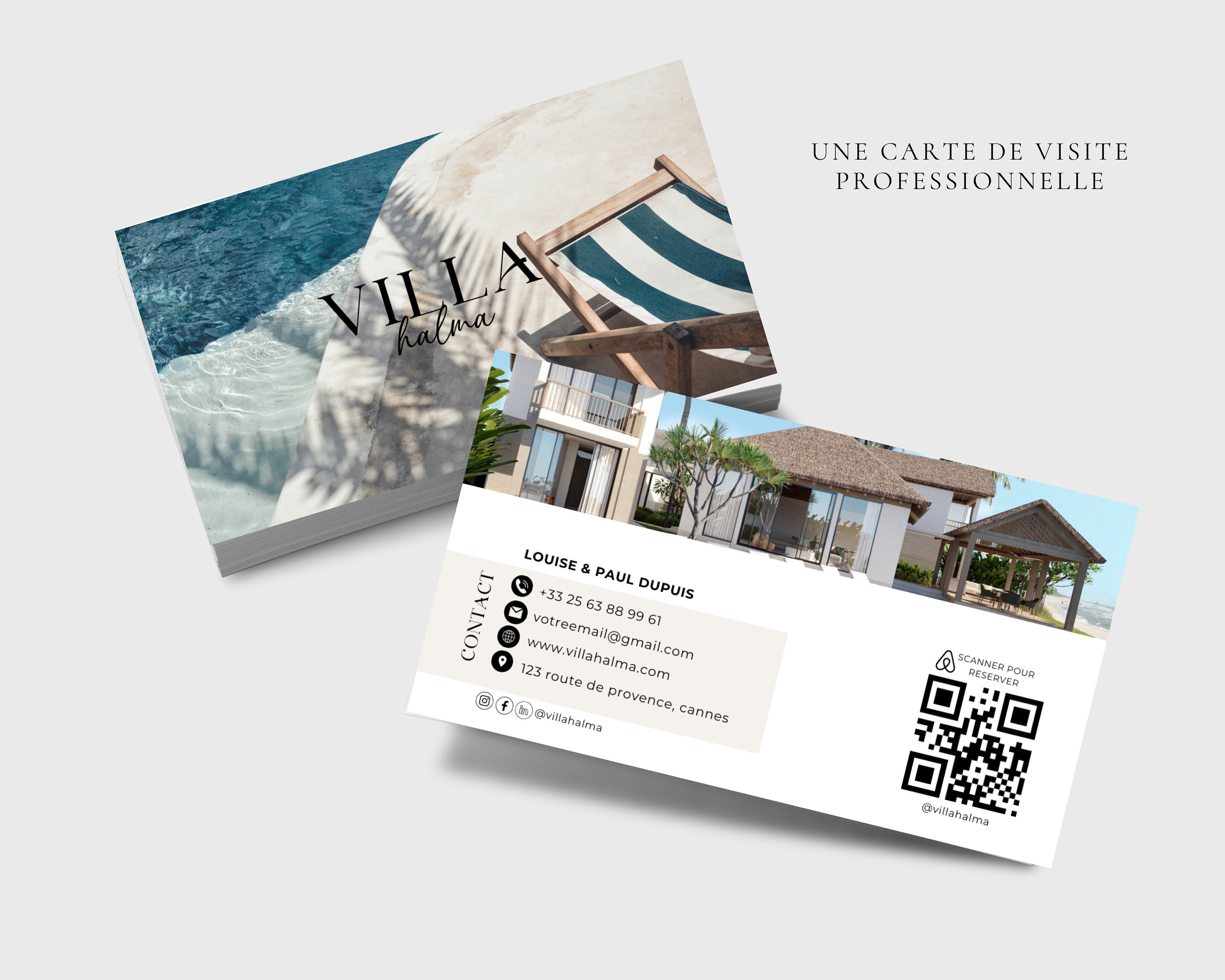 Carte De Visite Airbnb Avec QR Code Template Canva Location Etsy Australia