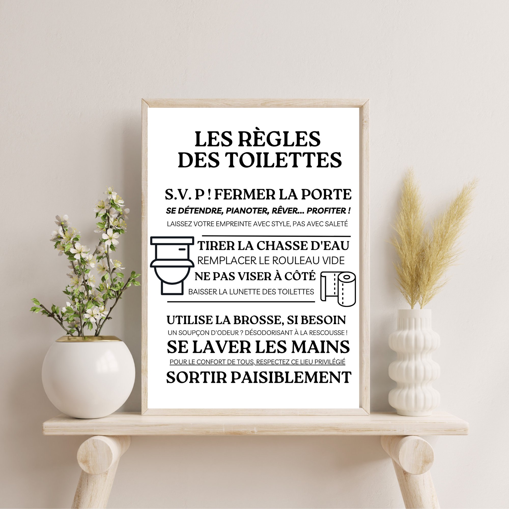 Affiche les règles des toilettes Affiche minimaliste à Etsy France