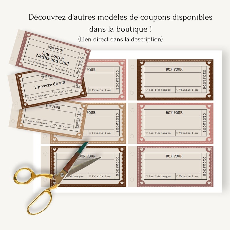 Voucher for Printing, in French, Love Coupons, Gift Vouchers, Surprise