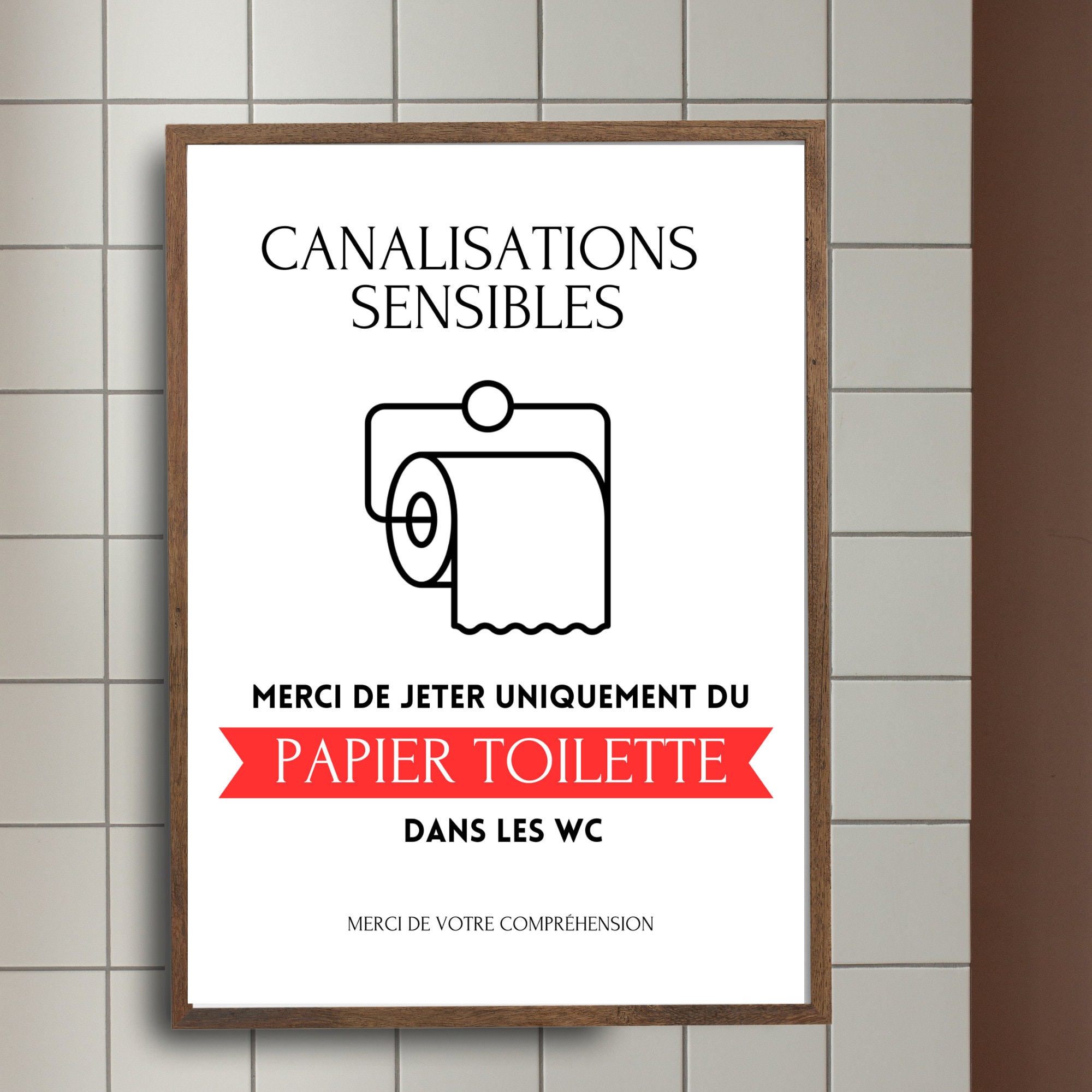 Affiche Toilettes à imprimer Ne jeter uniquement du PAPIER TOILETTE dans les WC Posters