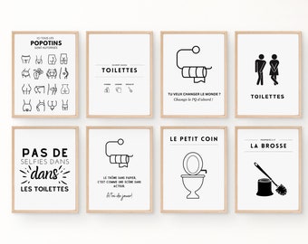 9 Affiches Toilettes à Imprimer : Une Décoration Murale Moderne et Pleine d'Humour pour vos WC