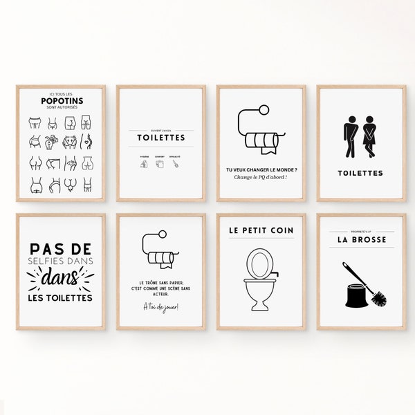 9 Affiches Toilettes à Imprimer : Une Décoration Murale Moderne et Pleine d'Humour pour vos WC