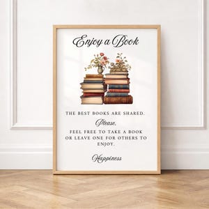 Panneau de Bibliothèque pour Airbnb – Modèle Modifiable sur Canva, Panneau de Partage de Livres, Échange de Livres pour Bibliothèque de Prêt