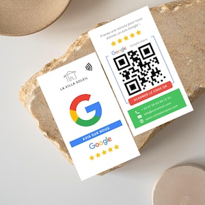 Canva で編集可能な Google レビュー カード、QR コード カード、デジタル Google レビュー カード テンプレート - 即時ダウンロード