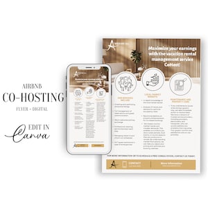 AirBnb Co-Hosting Services Flyer Template, Vacation Rental Management, Co-Host, Digital Co-Hosting
