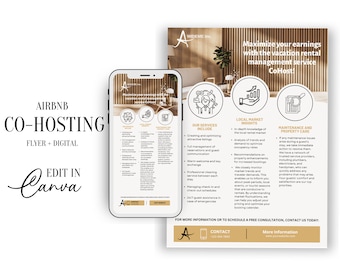 Modèle de Flyer de services de co-hébergement Airbnb, Modèle Canva, Modèle de Flyer de gestion immo, Gestion de Location de Vacances