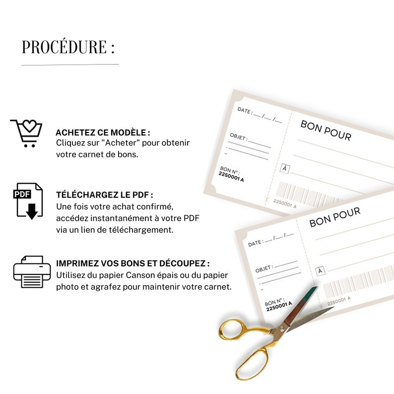 Carnet de Bons à Imprimer en Français, Chéquier de Bons Cadeaux à ...
