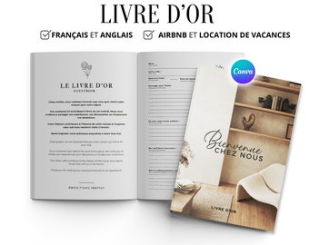 Guestbook in French and English to personalize on Canva - Ideal for Airbnb and vacation rental hosts