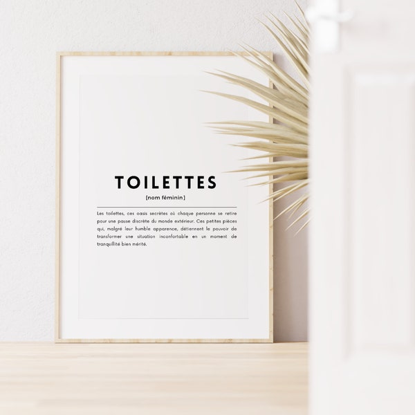 Affiche définition toilettes, une affiche WC à imprimer, Poster humour moderne pour les toilettes - Décoration murale