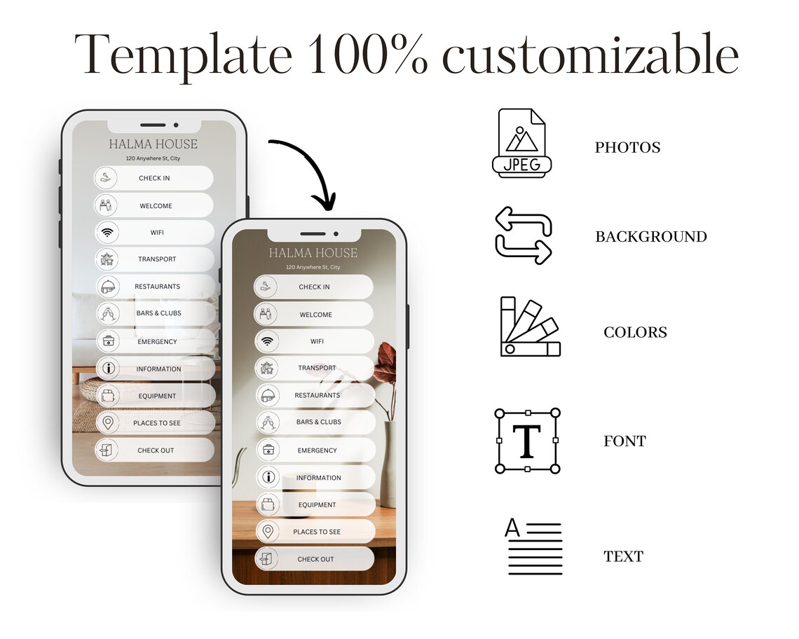 Book Clickable Template, 12 Pages, Mobile Size, Vacation Rental