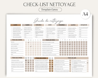 Cleaning Checklist, in French, Canva Template, Cleaning Planner, Housekeeping Template, Cleaning List