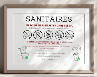 Protégez vos canalisations : Ne rien jeter dans les toilettes,Affiche pour Salle de Bain et WC, personnalisable sur Canva ou imprimable