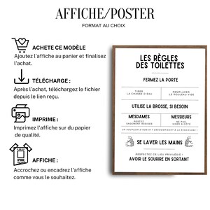 Plaque Humour 'Les Règles Des Toilettes' – Décoration Salle De Bain 30x20 Cm, Idéale Pour Toilettes Ou WC