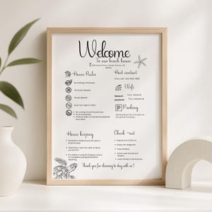 Welcome Book Airbnb Beach, Airbnb Welcome Sign, Canva Template, Vacation Rental
