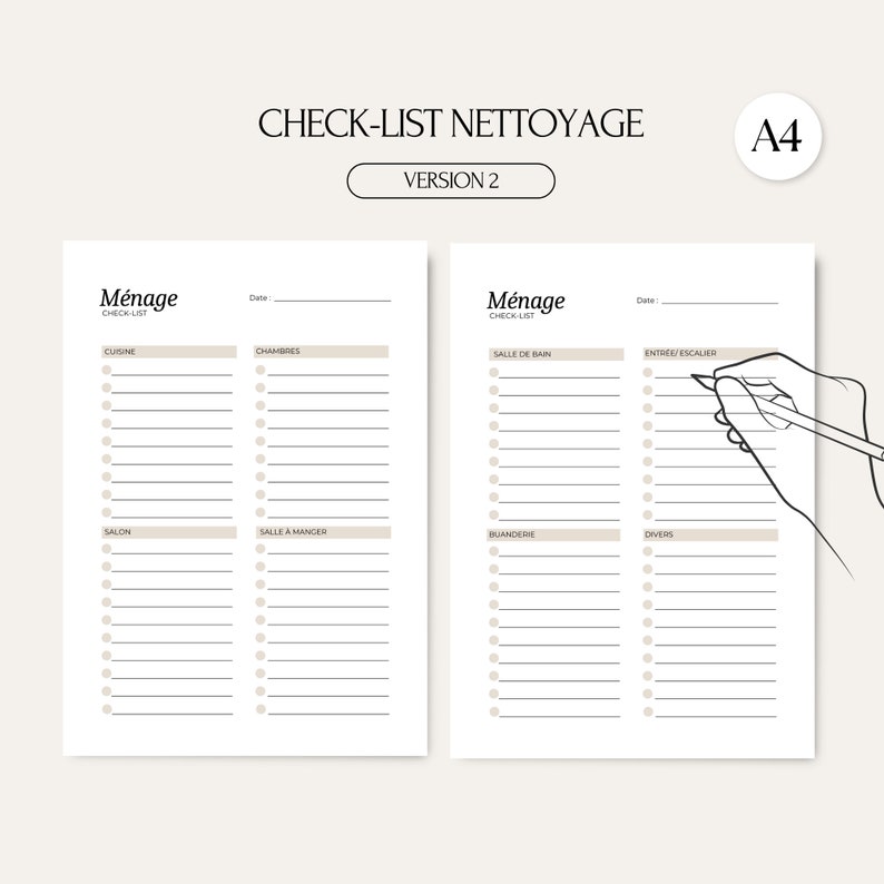 Cleaning Checklist in French, Canva Template, Cleaning Schedule