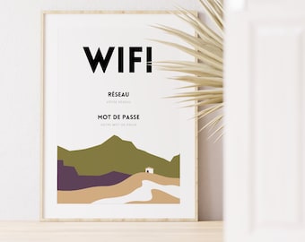 AIRBNB Affiche WIFI, Modifiable avec Canva, Panneau de mot de passe Wifi, Airbnb français, Wifi à la maison