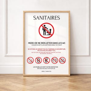 Niets door het toilet spoelen, 2 posters in het Frans en Engels te huur - PDF