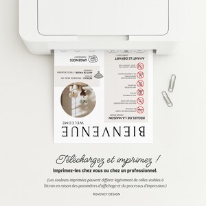 Elegante cartello di benvenuto Airbnb in francese e inglese: modello Canva, cartello di benvenuto modificabile per gli affitti immagine 8