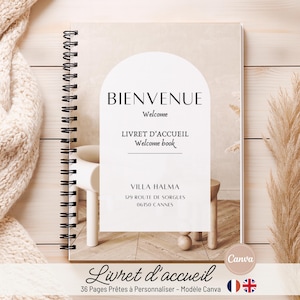 AIRBNB livret d'accueil en français et anglais 30 pages, 6 affiches offerts, location saisonnière, Modèle livret accueil, Template Canva