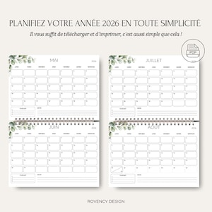 2026 Printable Calendar, Monthly Calendar in French, A4 Format, 12-Page PDF to Print at Home image 3