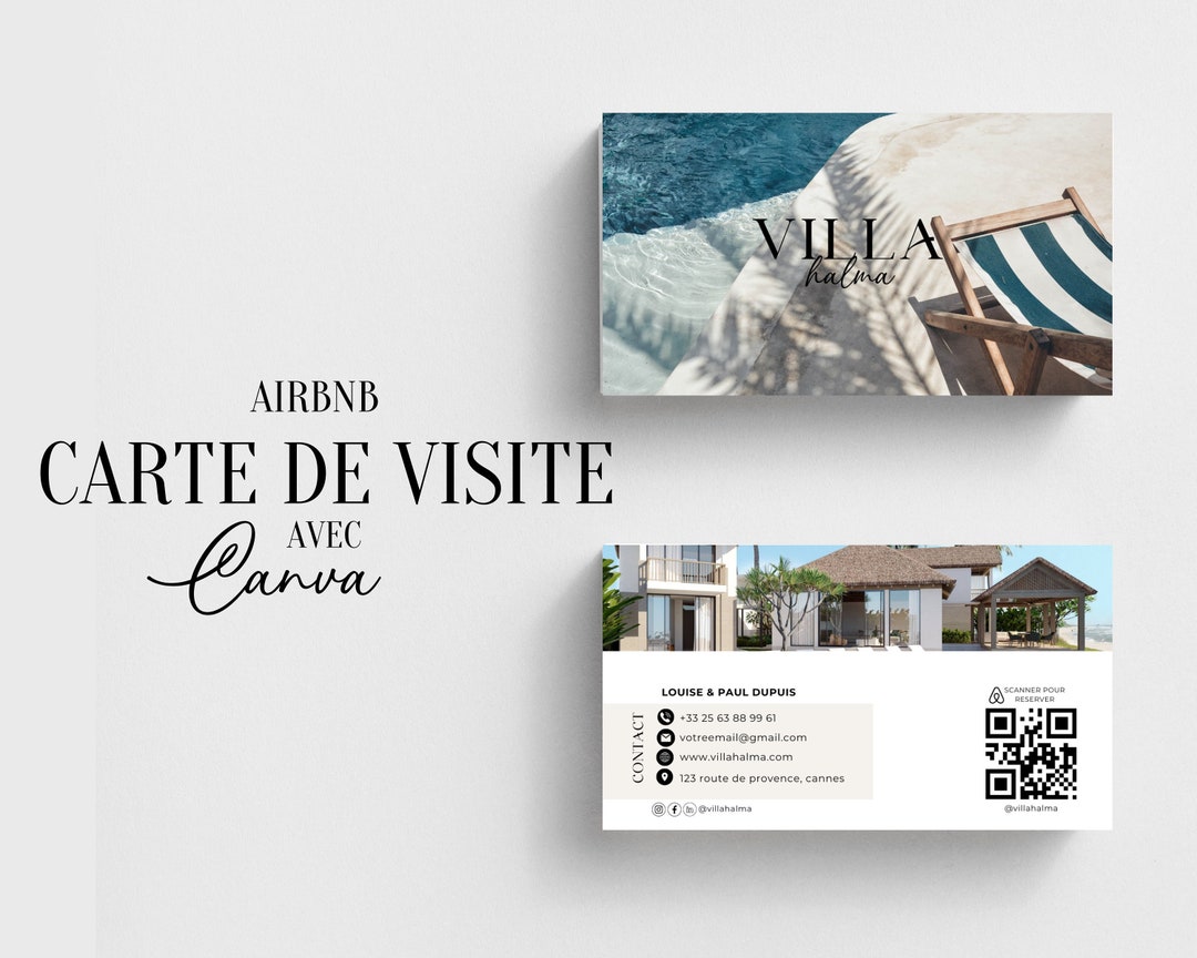 Carte De Visite Airbnb Avec QR Code Template Canva Location Etsy Australia
