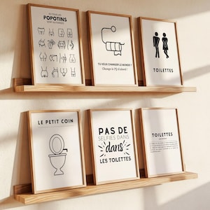 Pack Humour WC 9 Affiches, Déco à Imprimer pour Toilettes Modernes, Ambiance Fun et Minimaliste