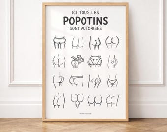 Humorvolles Toilettenposter: Hier sind alle Hintern willkommen! Toilettenposter zum Ausdrucken