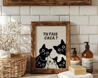 Funny cat poster: Are you pooping?, Funny toilet poster, Bathroom decor, Printable PDF