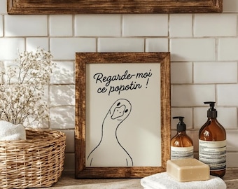 Funny Duck Toilet Poster, Printable Poster Look at That Butt! Bathroom and Toilet Decoration PDF