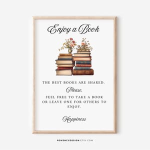 Airbnb Library Sign – Editable Template on Canva, Book Sharing Sign, Book Exchange for Lending Library