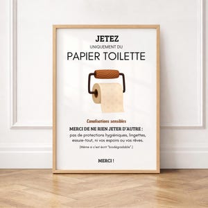 Printable Toilet Rules Poster: Do not flush anything down the toilet. Sensitive pipes. Editable with Canva.